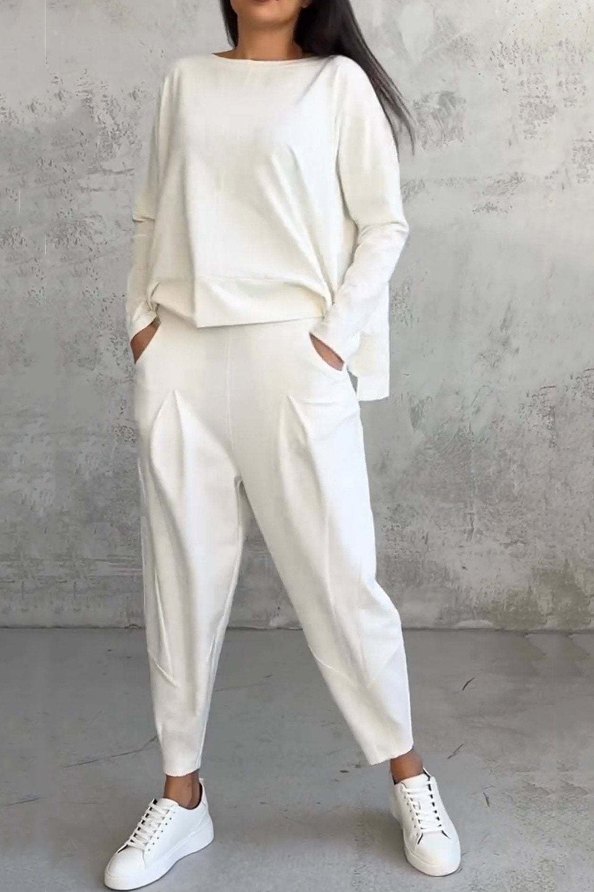 Arolora High Low Hem Sweatshirt Set