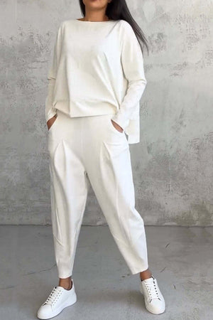 Arolora High Low Hem Sweatshirt Set