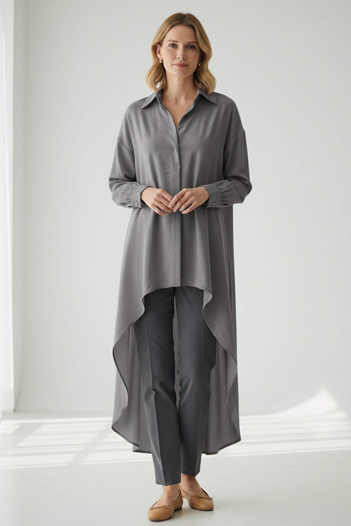 High Low Single-breasted Blouse