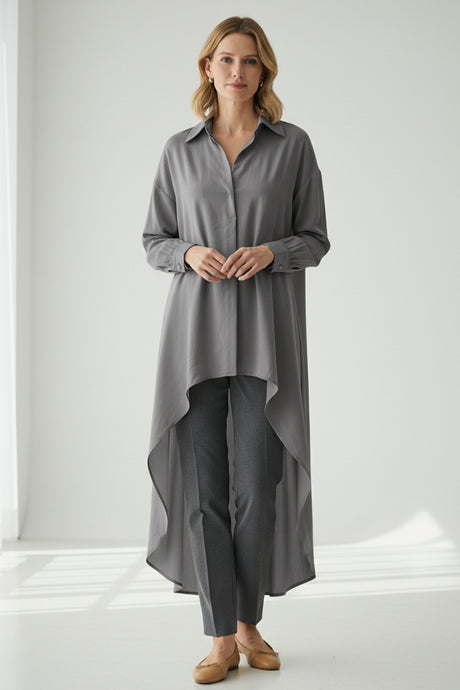 High Low Single-breasted Blouse