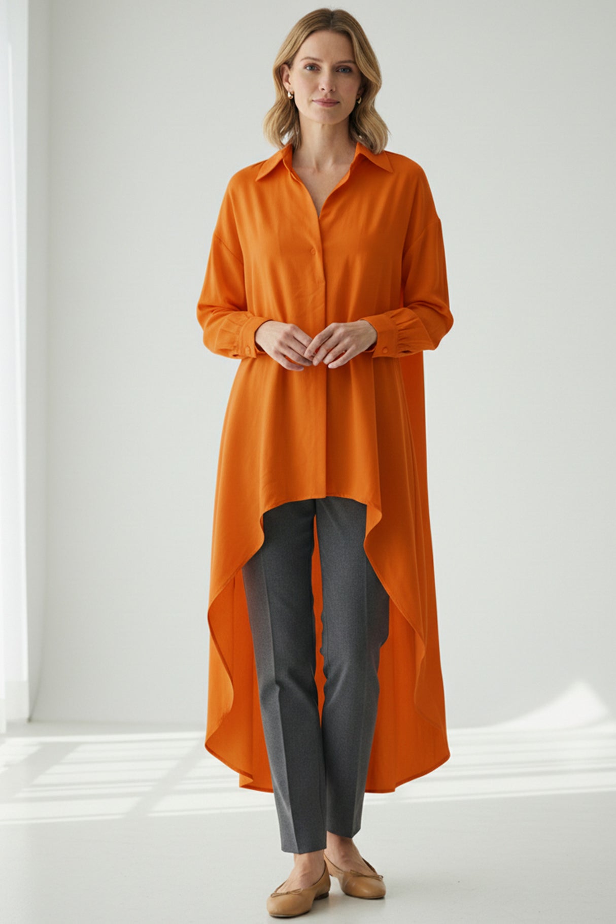 High Low Single-breasted Blouse