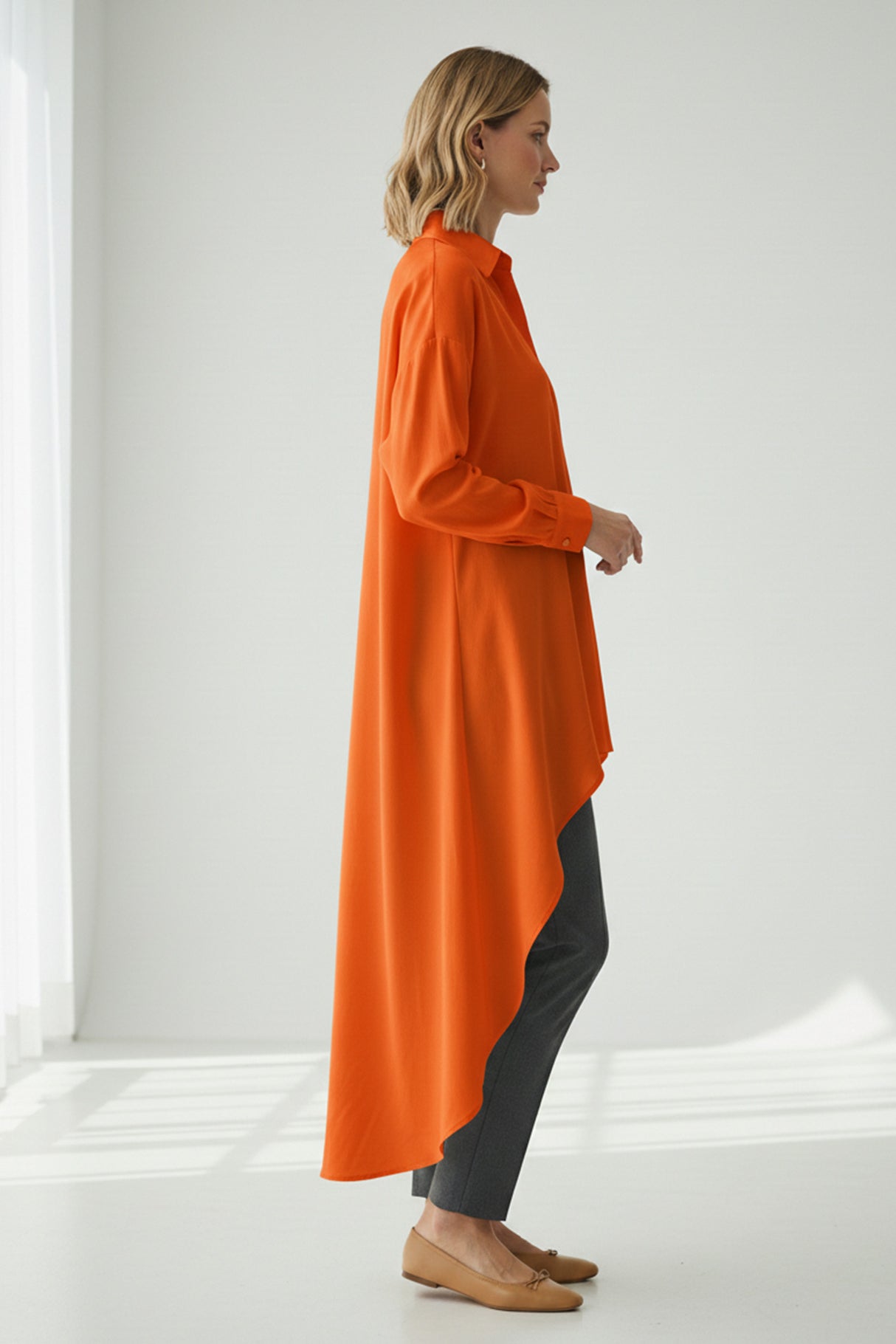 High Low Single-breasted Blouse