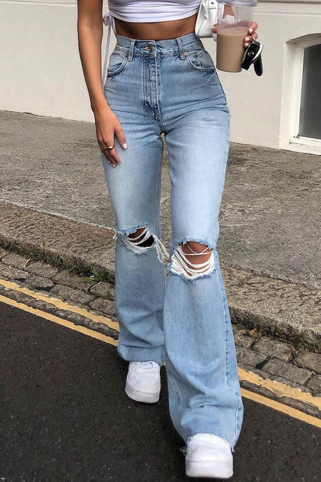 Arolora high-waist-distressed-flare-jeans