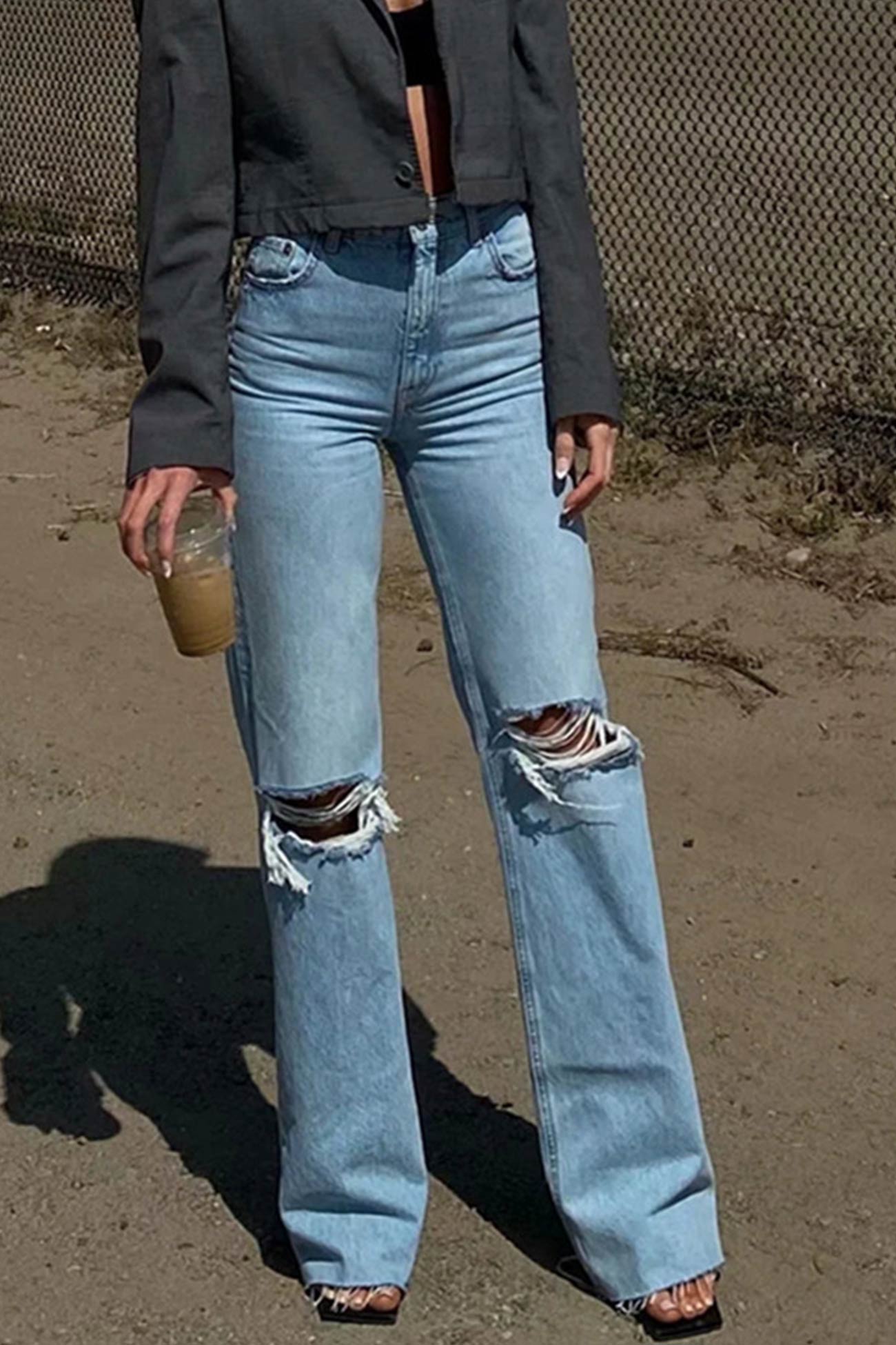 Arolora high-waist-distressed-flare-jeans