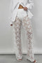 High Waist Patchwork Lace Hollow Out Long Pants