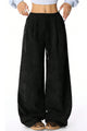 High-rise Drawstring Wide-leg Flannel Pants