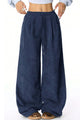 High-rise Drawstring Wide-leg Flannel Pants