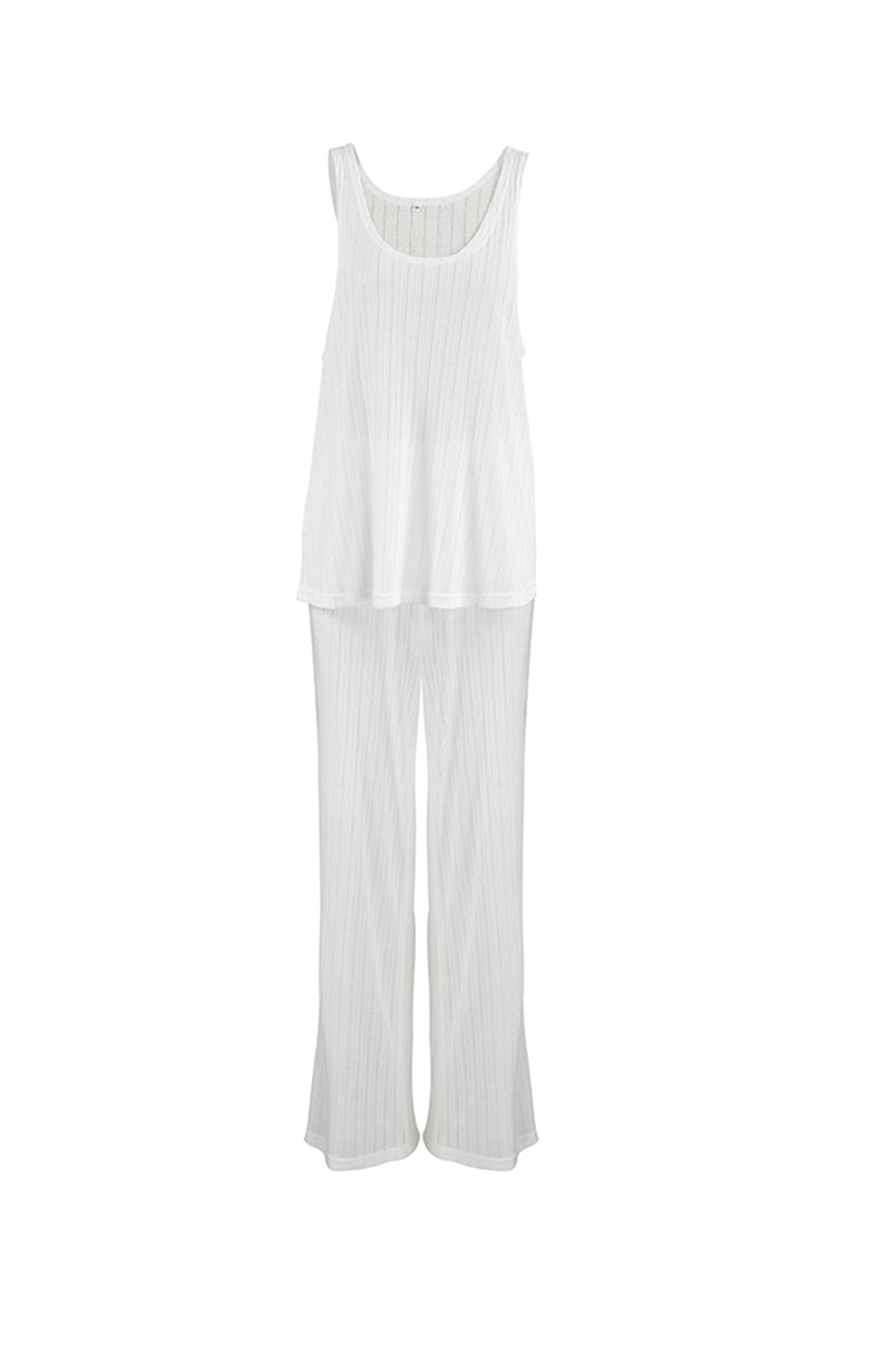 Arolora Hollow Out Knit Tank Top Pants Set