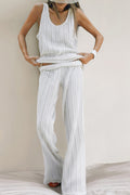 Arolora Hollow Out Knit Tank Top Pants Set