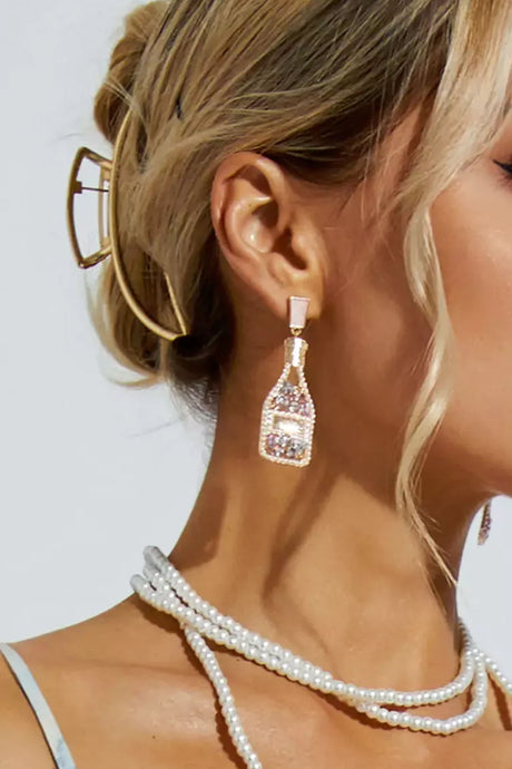 Hollow Wine Bottle Stud Earrings