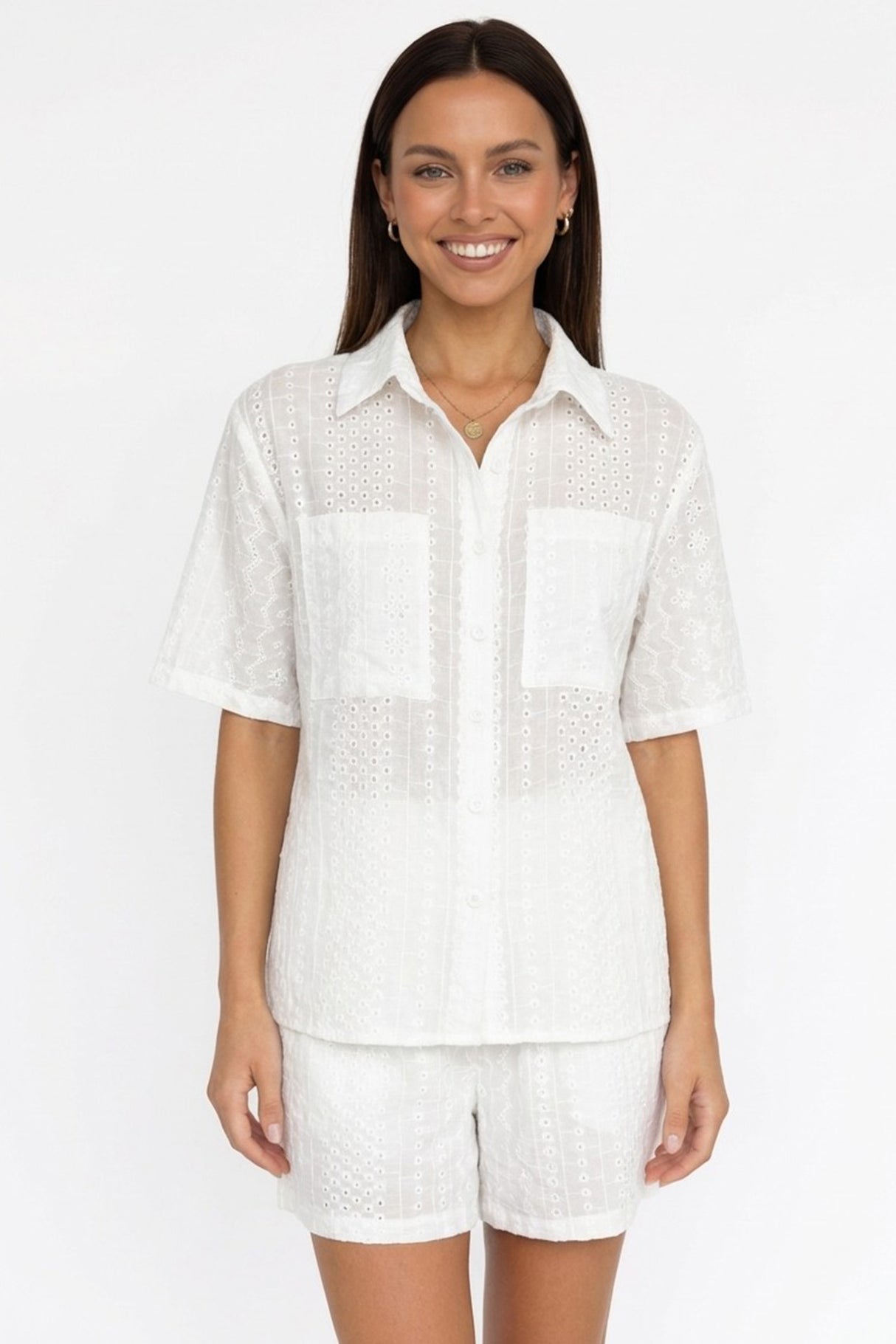 Jacquard Hollow Out Shirt Suits