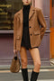 Khaki Button-up Suede Blazer