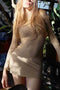 Khaki Hollow Out Pack Hip Dress