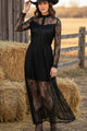 Lace Button-up Long Sleeve Retro Maxi Dress