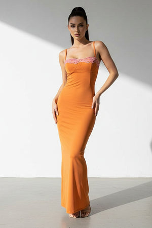 Lace Contrast Corset Cami Dress