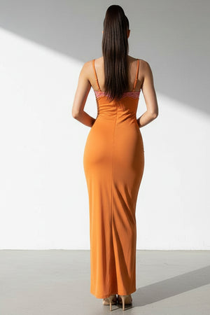 Lace Contrast Corset Cami Dress