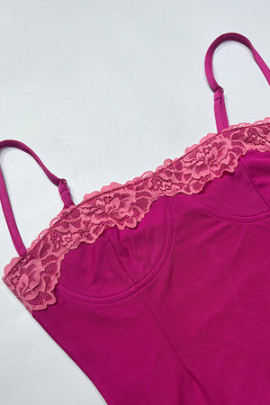 Lace Contrast Corset Cami Dress