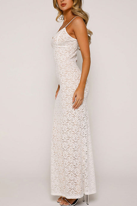 Arolora lace-low-cut-pack-hip-cami-dress