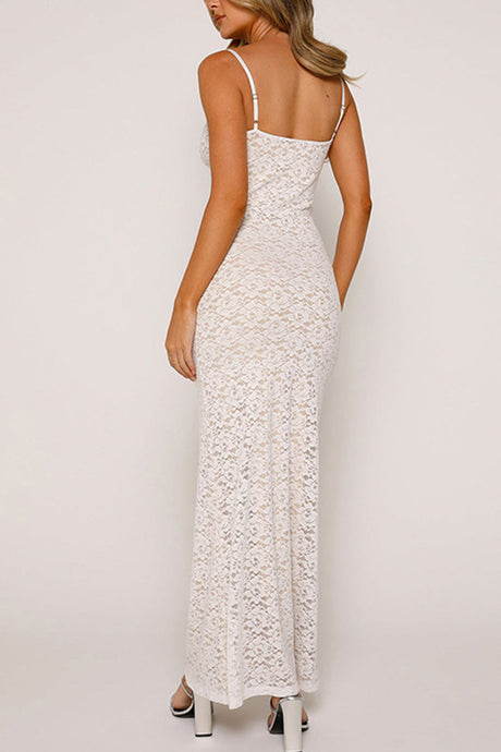 Arolora lace-low-cut-pack-hip-cami-dress