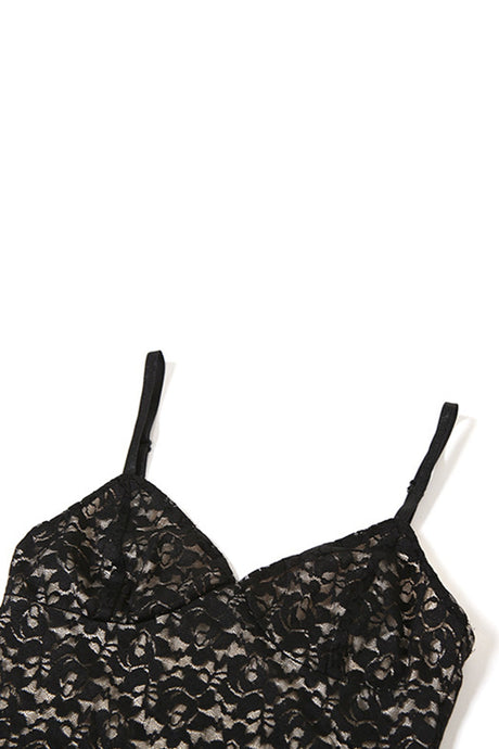 Arolora lace-low-cut-pack-hip-cami-dress