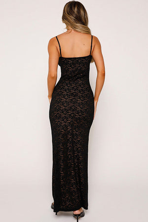 Arolora lace-low-cut-pack-hip-cami-dress