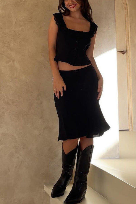 Arolora lace-neck-tank-top-fishtail-skirt-suits