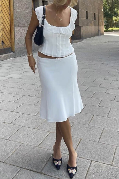 Arolora lace-neck-tank-top-fishtail-skirt-suits