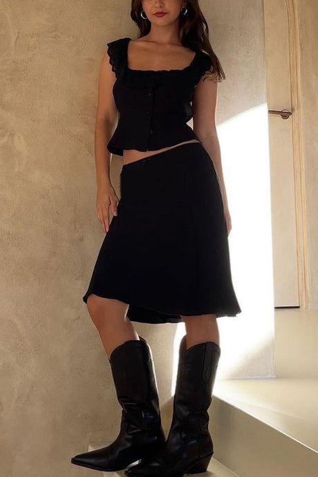 Arolora lace-neck-tank-top-fishtail-skirt-suits