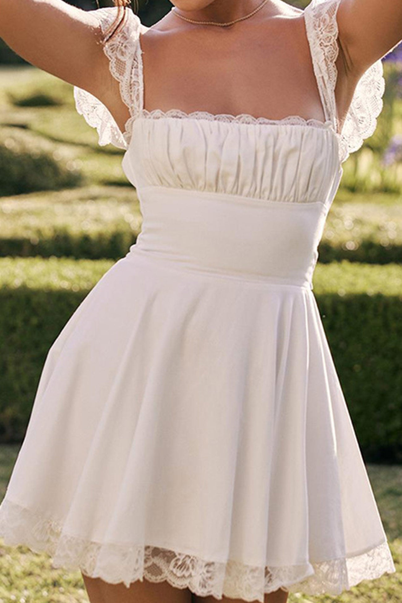 Lace Patchwork Strappy Corset Dress – AROLORA