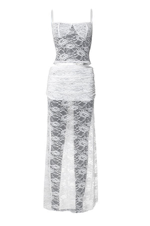 Arolora Lace Tie-up Cami Vest Skirt Set