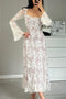 Lace Tie-up Flare Sleeve Midi Dress