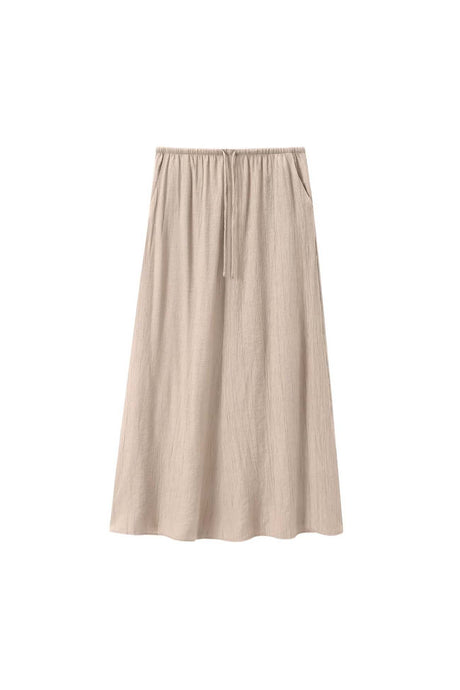 Arolora lace-up-textured-vest-midi-skirt-set
