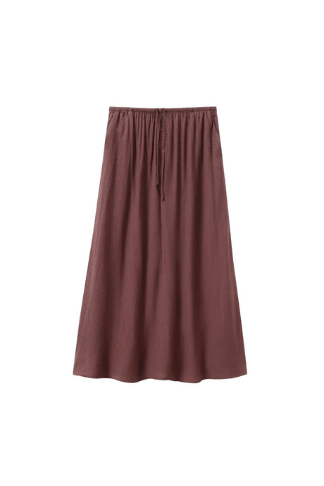 Arolora lace-up-textured-vest-midi-skirt-set
