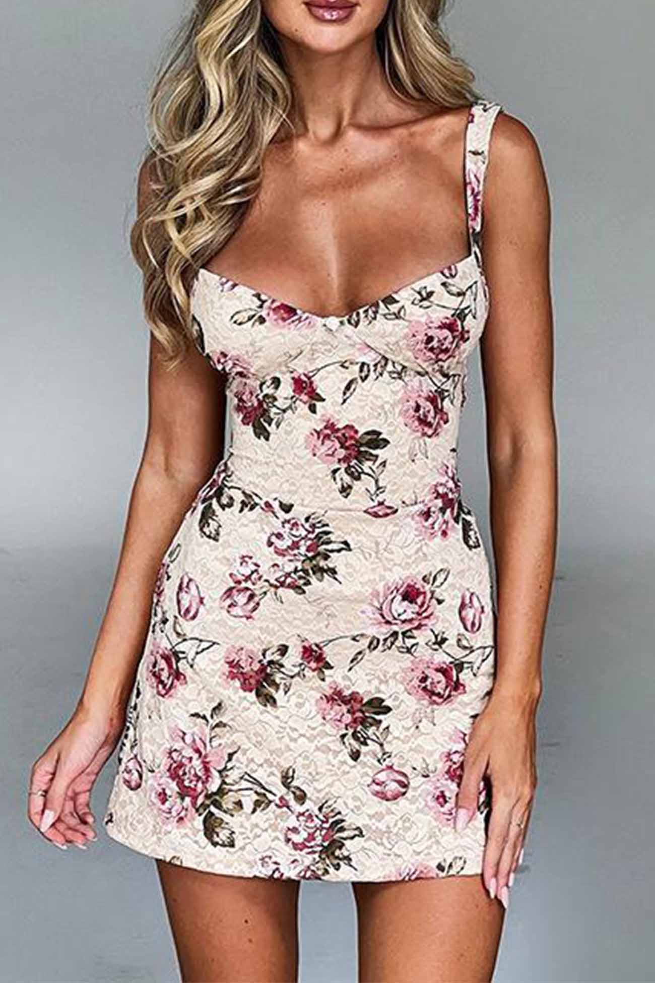 Floral Embroidery Solid Color Cami Dress – AROLORA