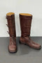 Arolora lace-up-knee-high-moto-buckle-boots
