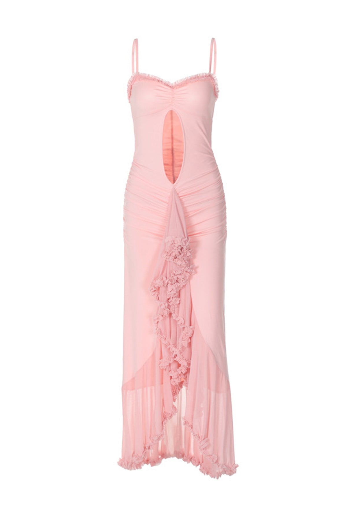 Lacework Cutout Ruched Irregular Cami Dress