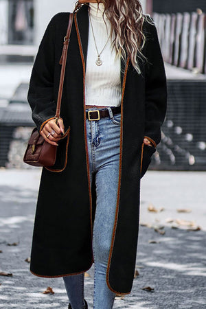 Lapel Pocketed Plush Cardigan