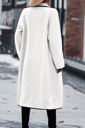 Lapel Pocketed Plush Cardigan