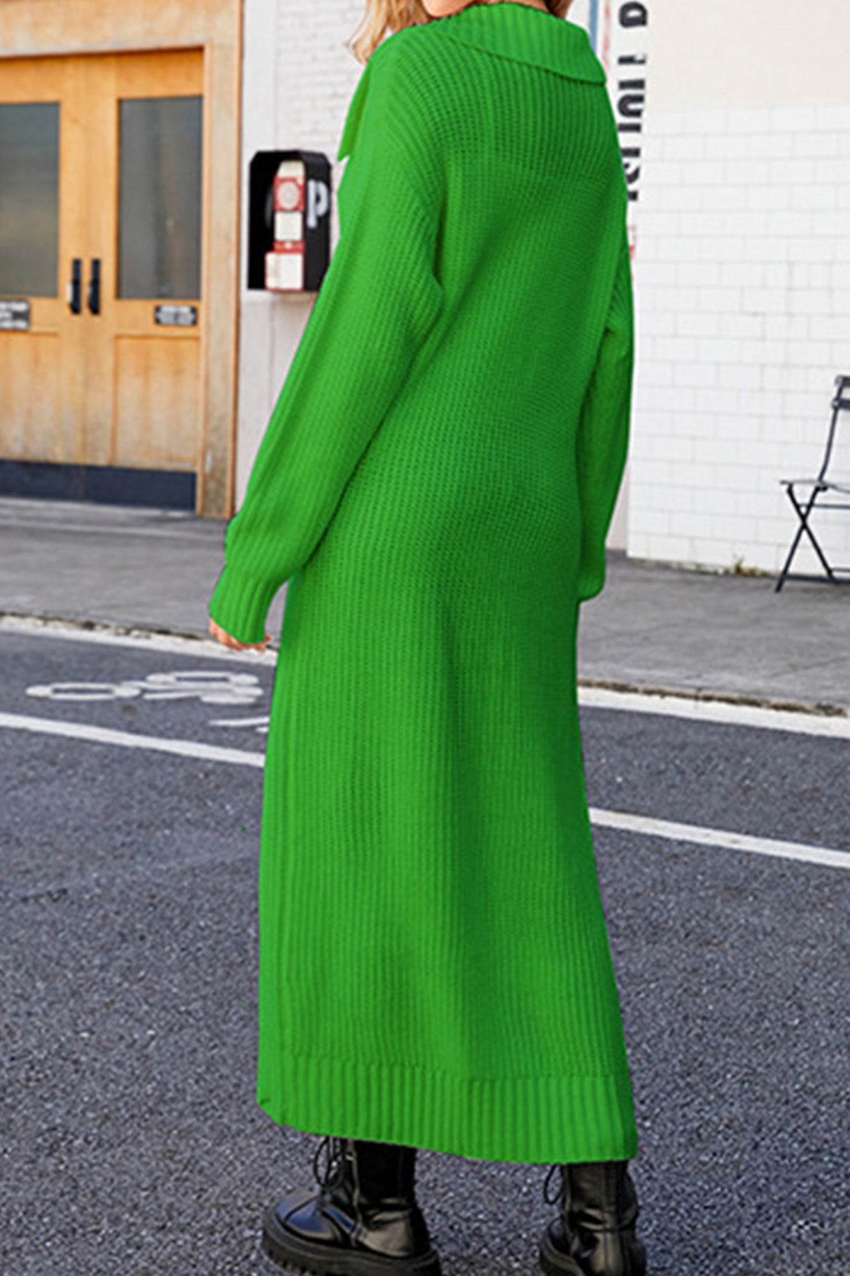 Lapel Ribbed Knit Open Front Cardigan