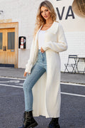 Lapel Ribbed Knit Open Front Cardigan