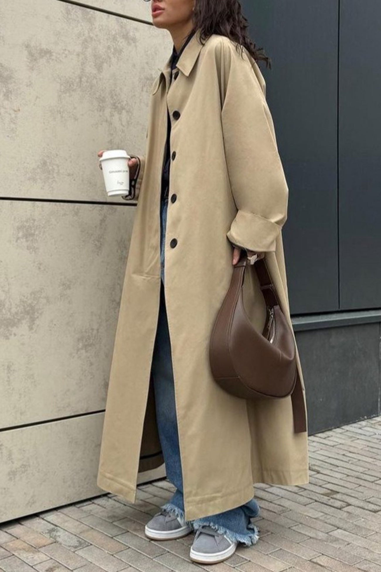 Arolora lapel-single-breasted-cotton-trench-coat