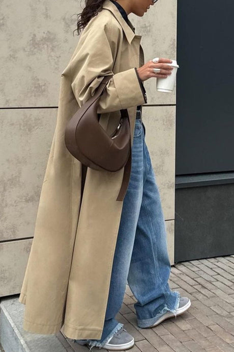 Arolora lapel-single-breasted-cotton-trench-coat