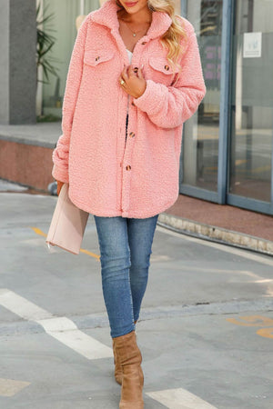 Lapel Solid Single-breasted Plush Coat