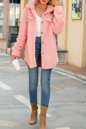 Lapel Solid Single-breasted Plush Coat
