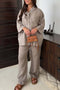 Lapel Button Shirt Long Pant Set