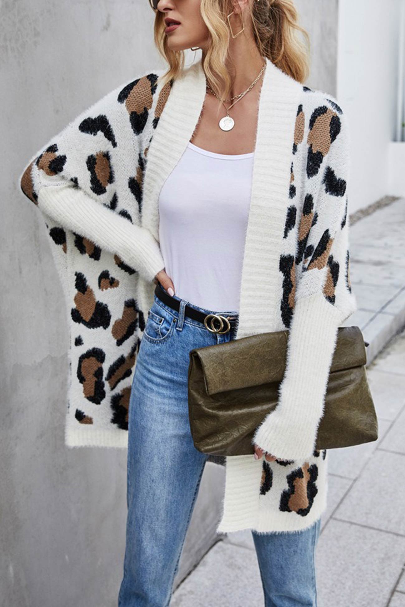 Arolora leopard-print-open-front-cardigan