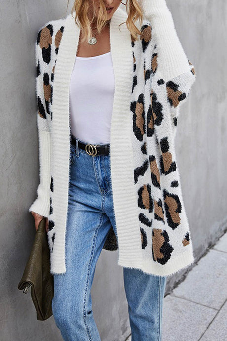 Arolora leopard-print-open-front-cardigan