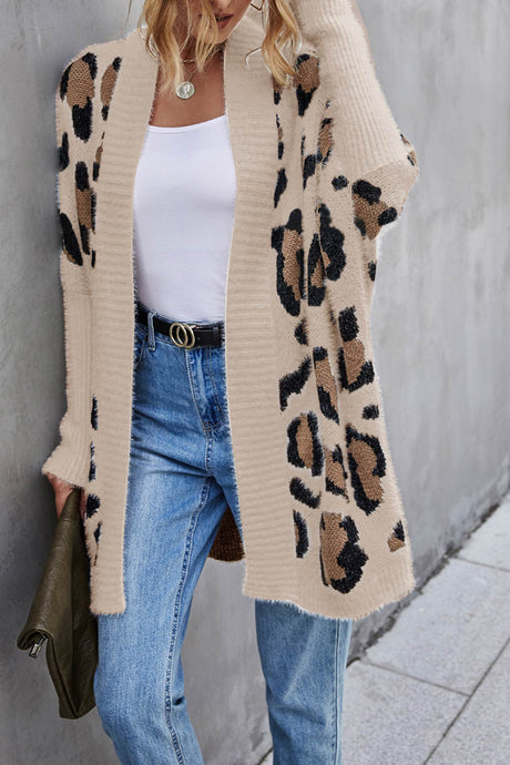 Arolora leopard-print-open-front-cardigan
