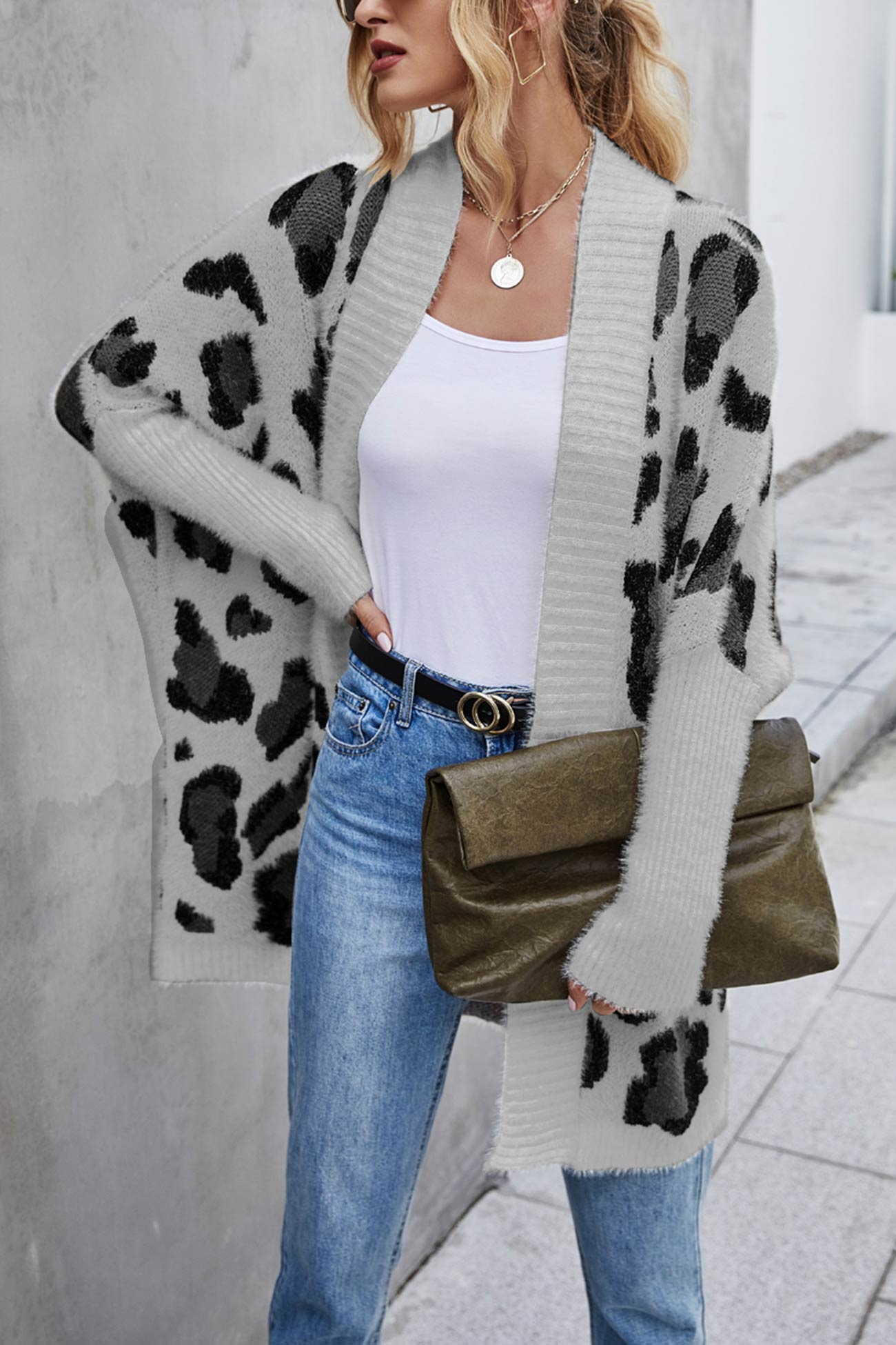 Leopard Print Open Front Cardigan – AROLORA