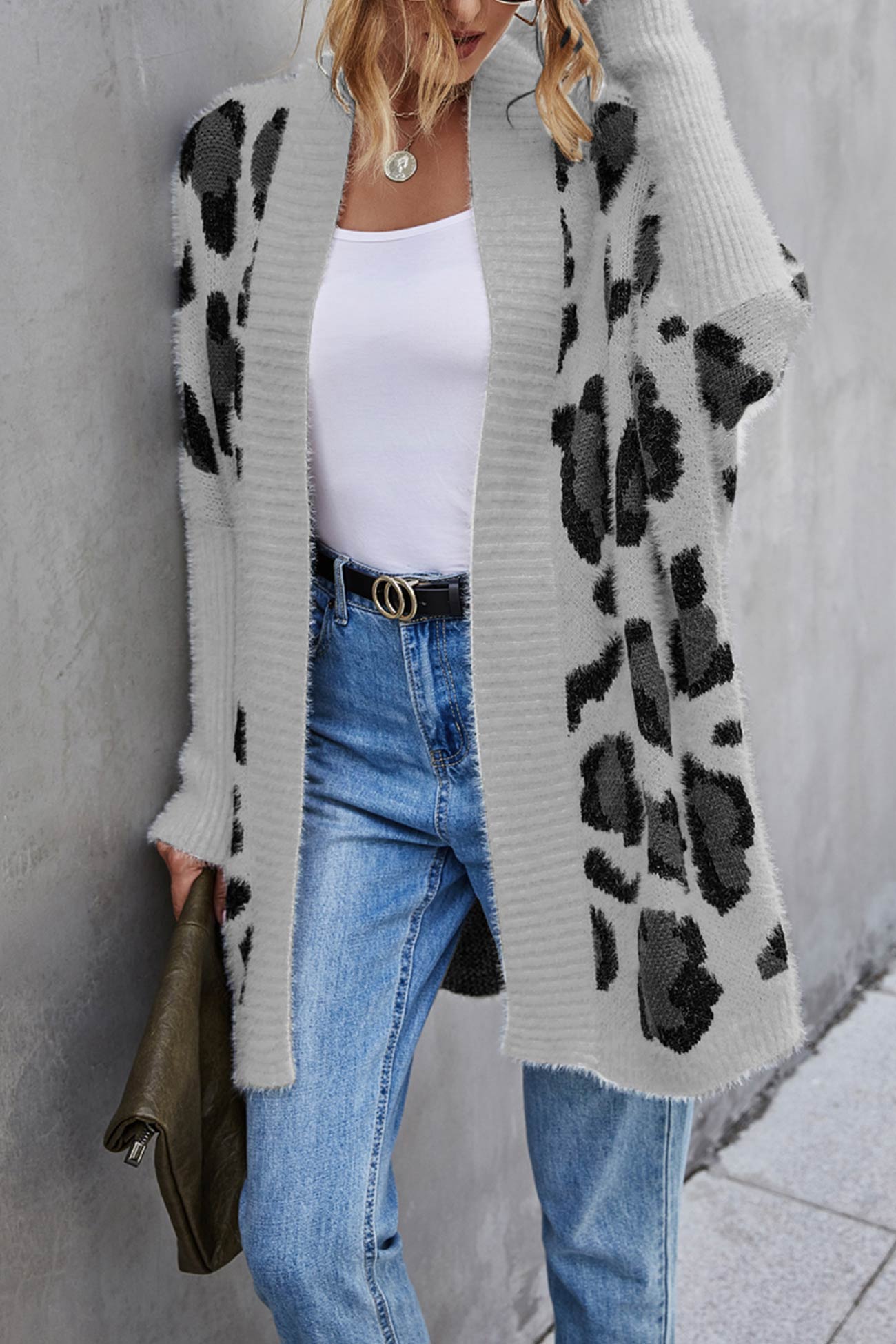 Arolora leopard-print-open-front-cardigan